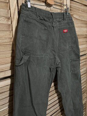 Dickies Mens Heavyweight Duck Canvas Carpenter Work Pants Army Moss Green 36x30